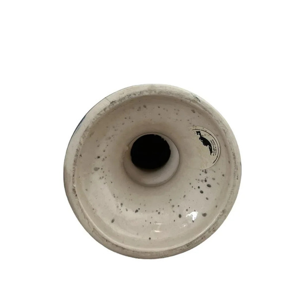 Evandale Porcelain Rare Blue Handpainted Picasso Look 10” Candle Holder - Picture 5 of 5